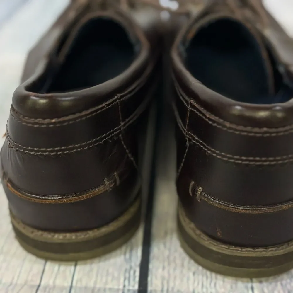 Timberland Dark Brown Leather Lace Ortholite Comfort Casual Boat Deck Shoes 11.5
